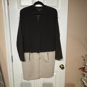 Women Metaphor Color Block Topcoat - size L